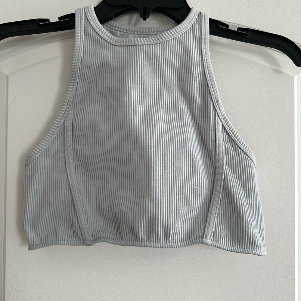 Light Blue Ribbed Women's Crop Top